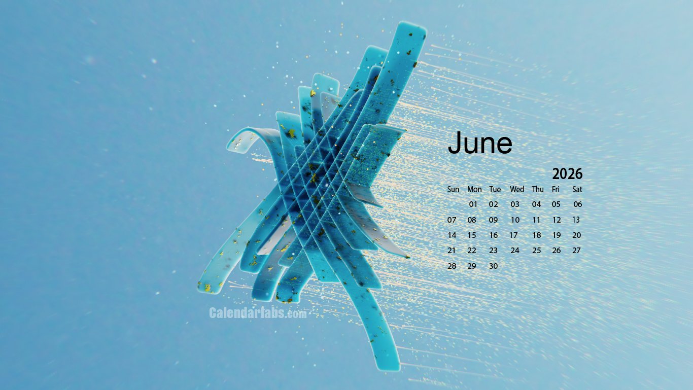 1366x769 June 2026 Desktop Wallpaper Calendar