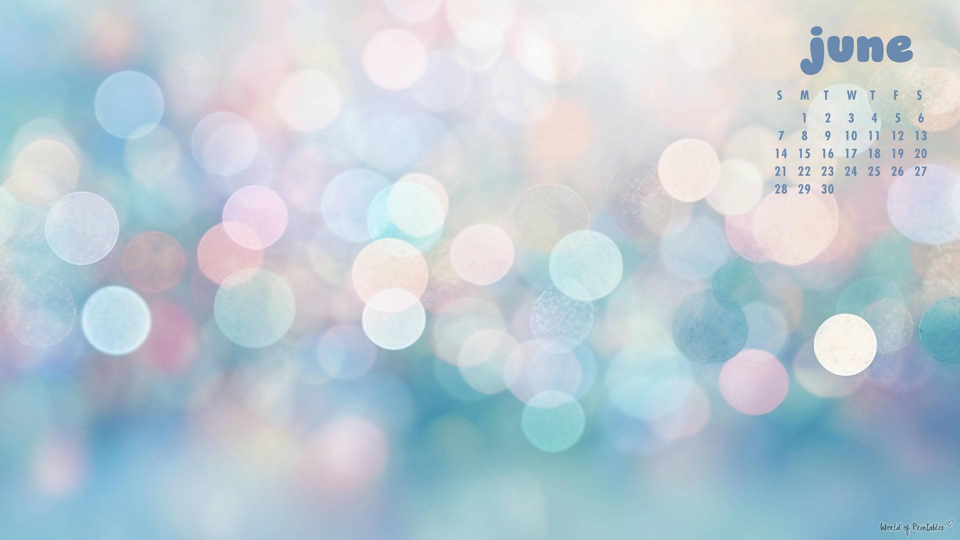 1920x1080 Free June 2026 Calendar Wallpaper