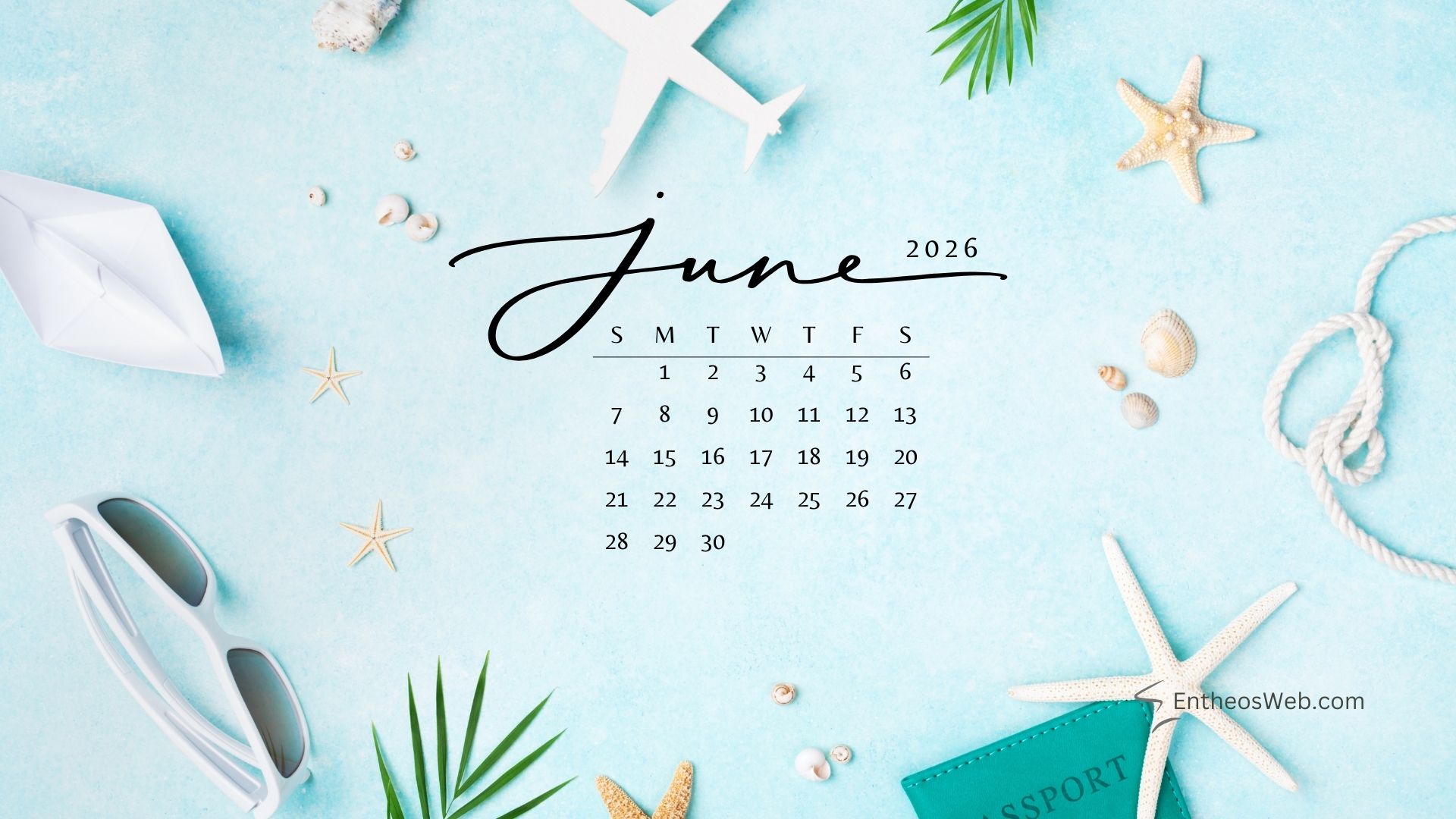 1920x1080 June Calendar Desktop Wallpaper Background for 2026