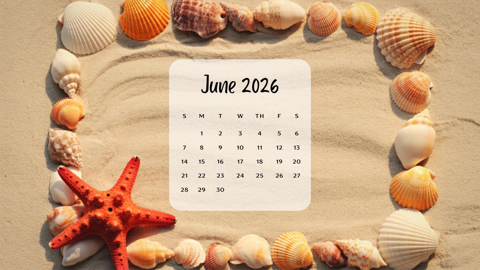 1600x900 June 2026 Calendar Wallpaper