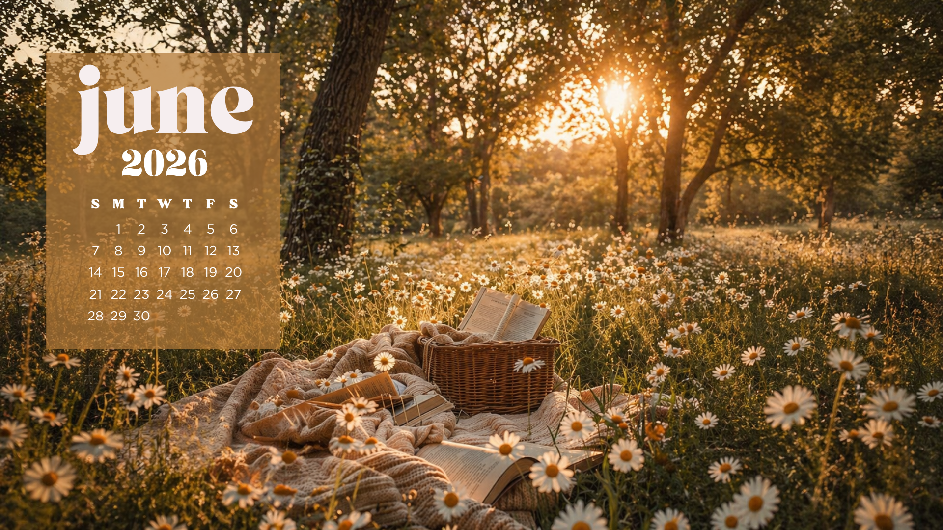 1920x1080 Free June 2026 Desktop Calendar Background (EASY DOWNLOAD)