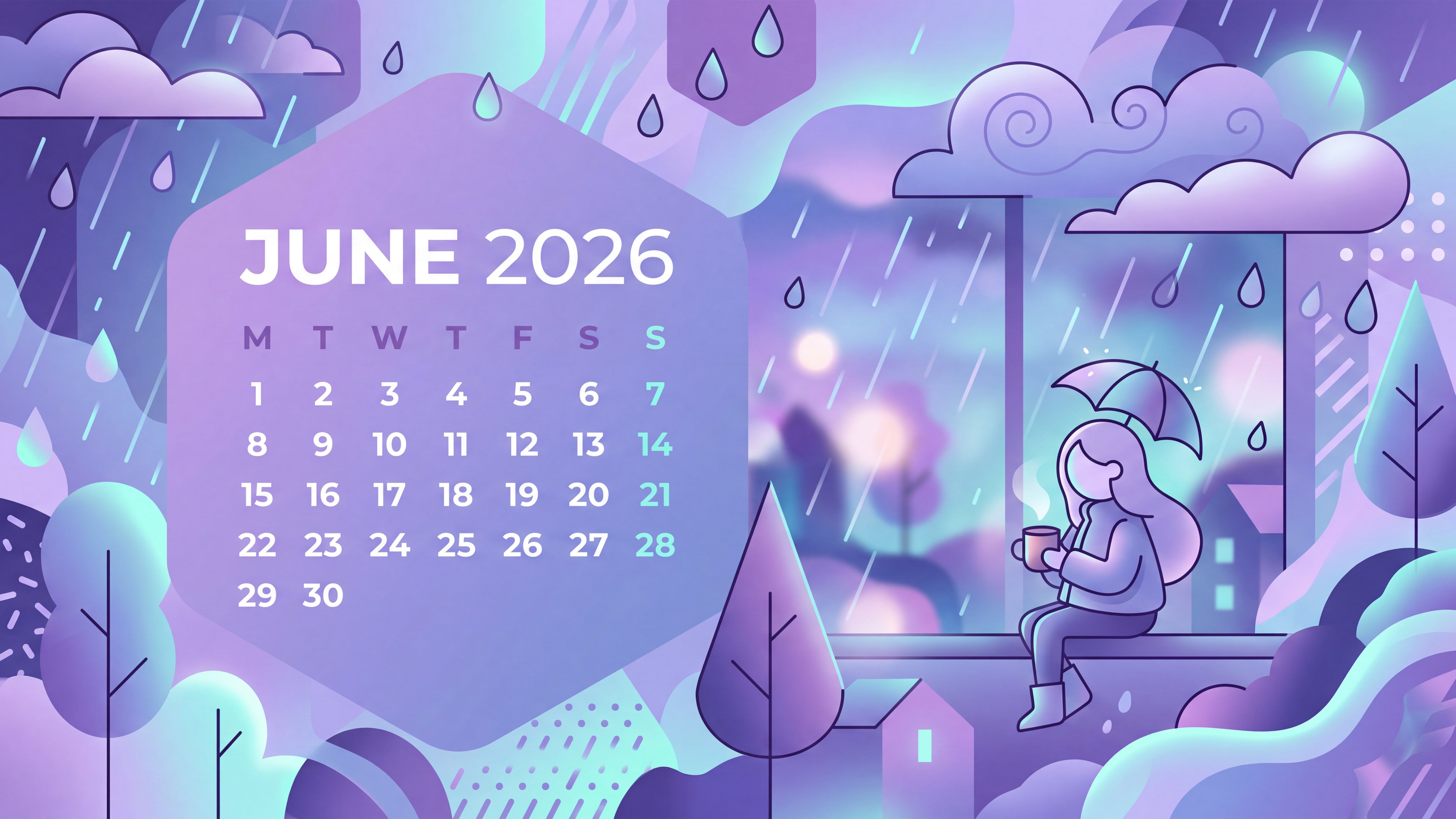 5120x2880 June 2026 Calendar 4K Wallpaper