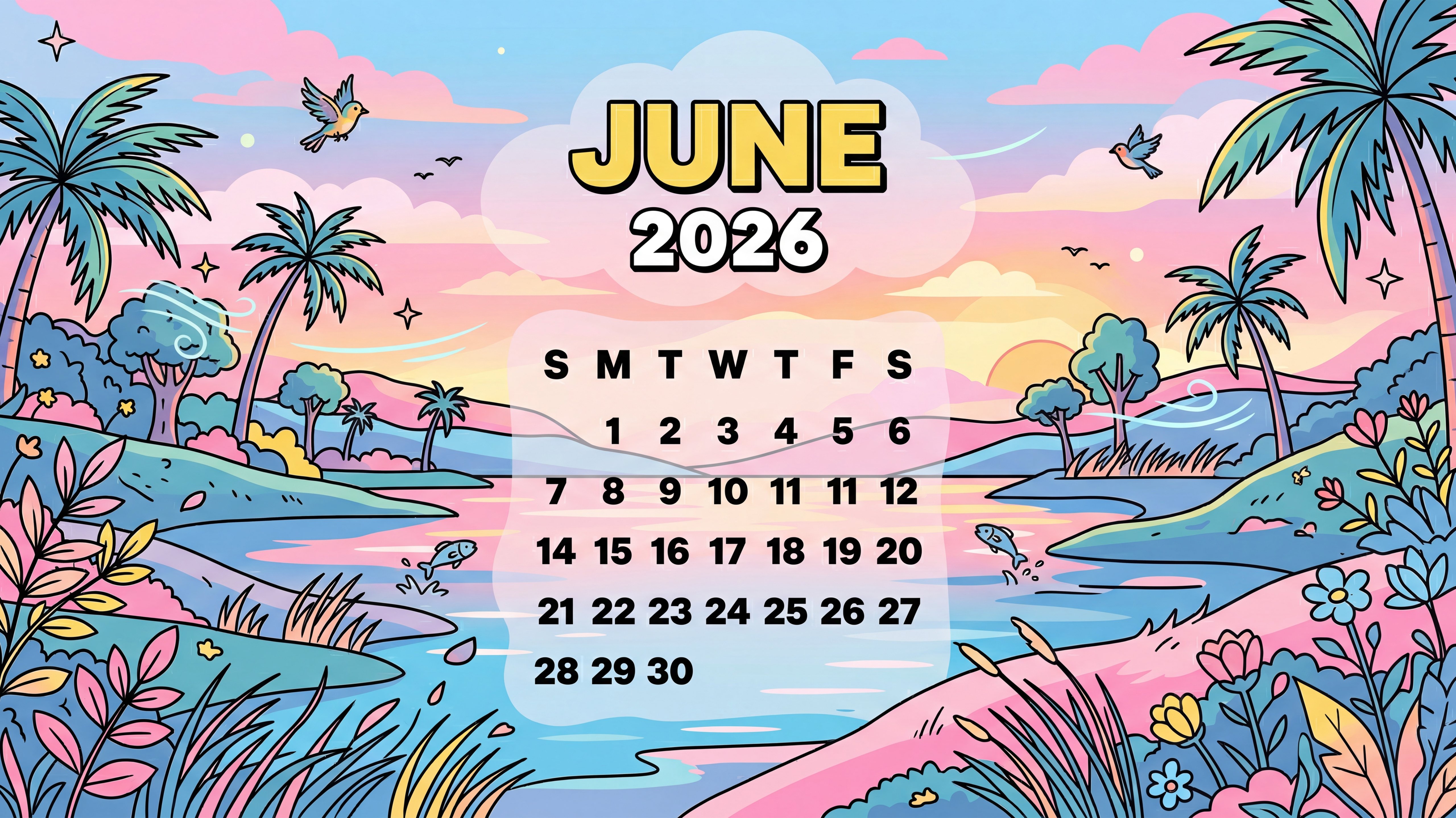 5120x2880 June 2026 Calendar 4K Wallpaper