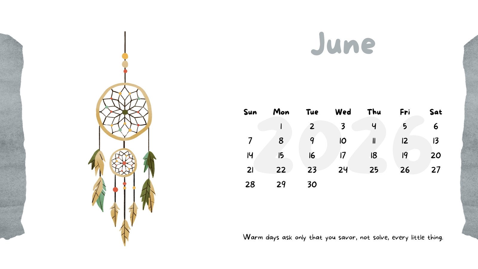 1600x900 Free printable, custom June 2026 calendar templates