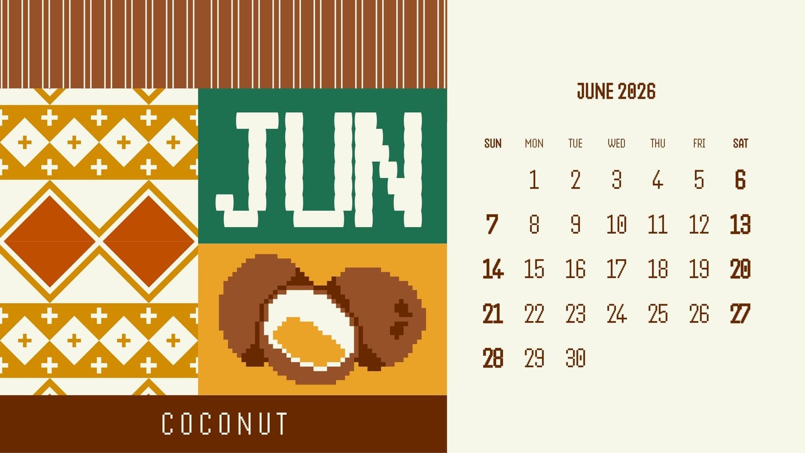 1600x900 Free printable, custom June 2026 calendar templates