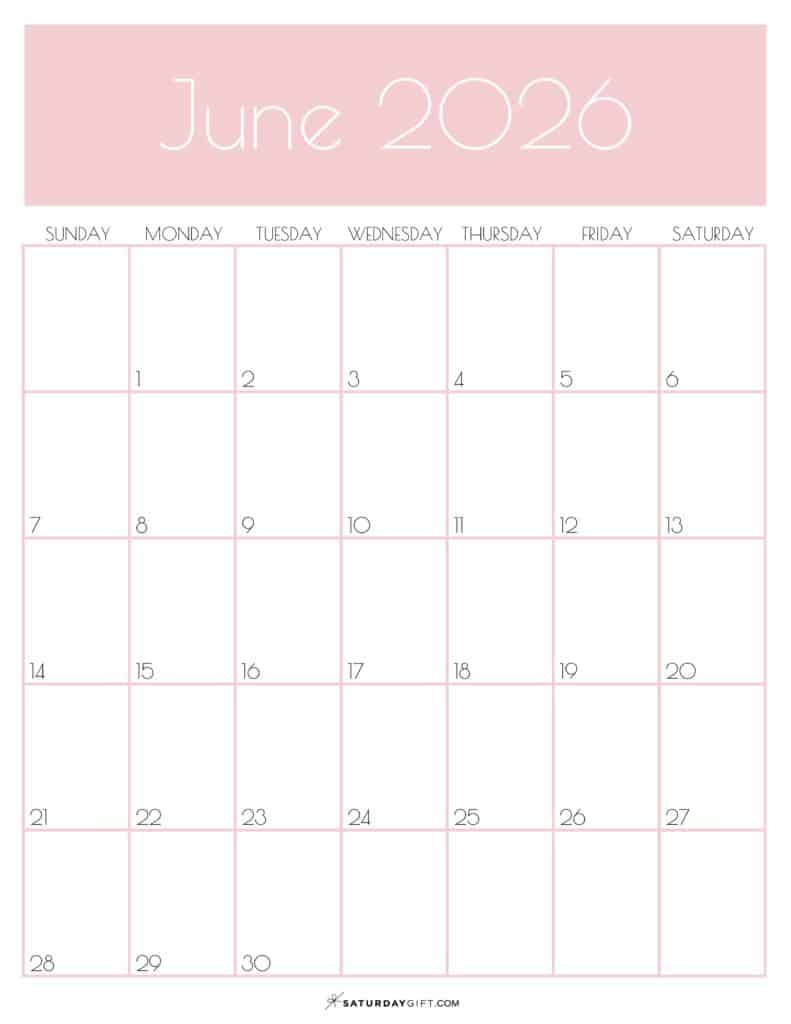 791x1024 June 2026 Calendars Cute & FREE Printables