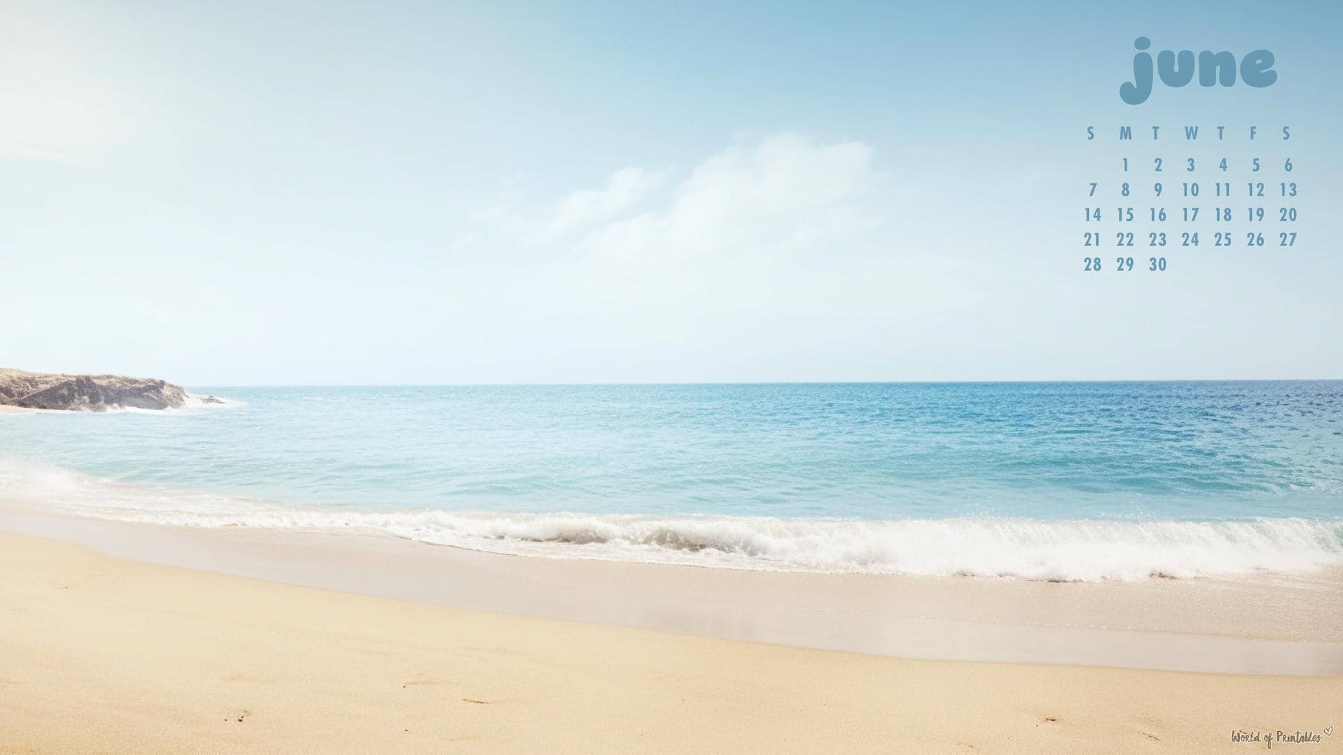1920x1080 Free June 2026 Calendar Wallpaper