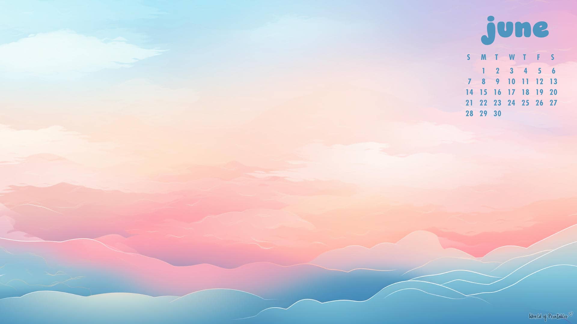 1920x1080 Free June 2026 Calendar Wallpaper
