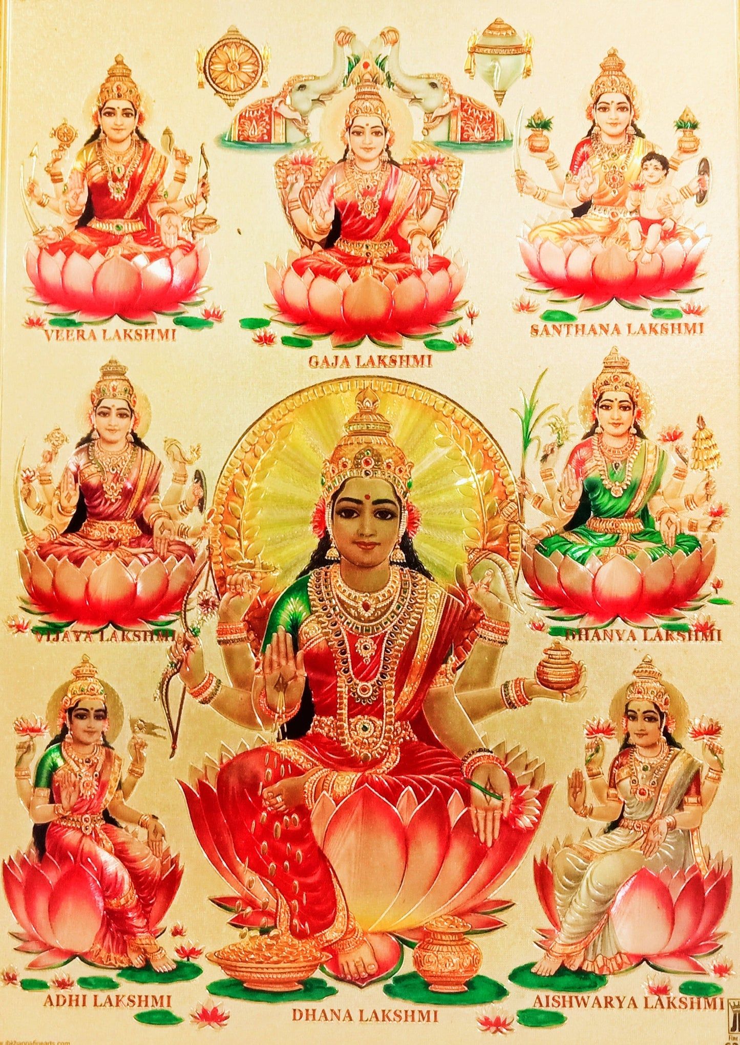 1445x2040 Buy Ashta Lakshmi Golden Photo Frame 10x12.5 Inch Home Temple. My Divine Sutra