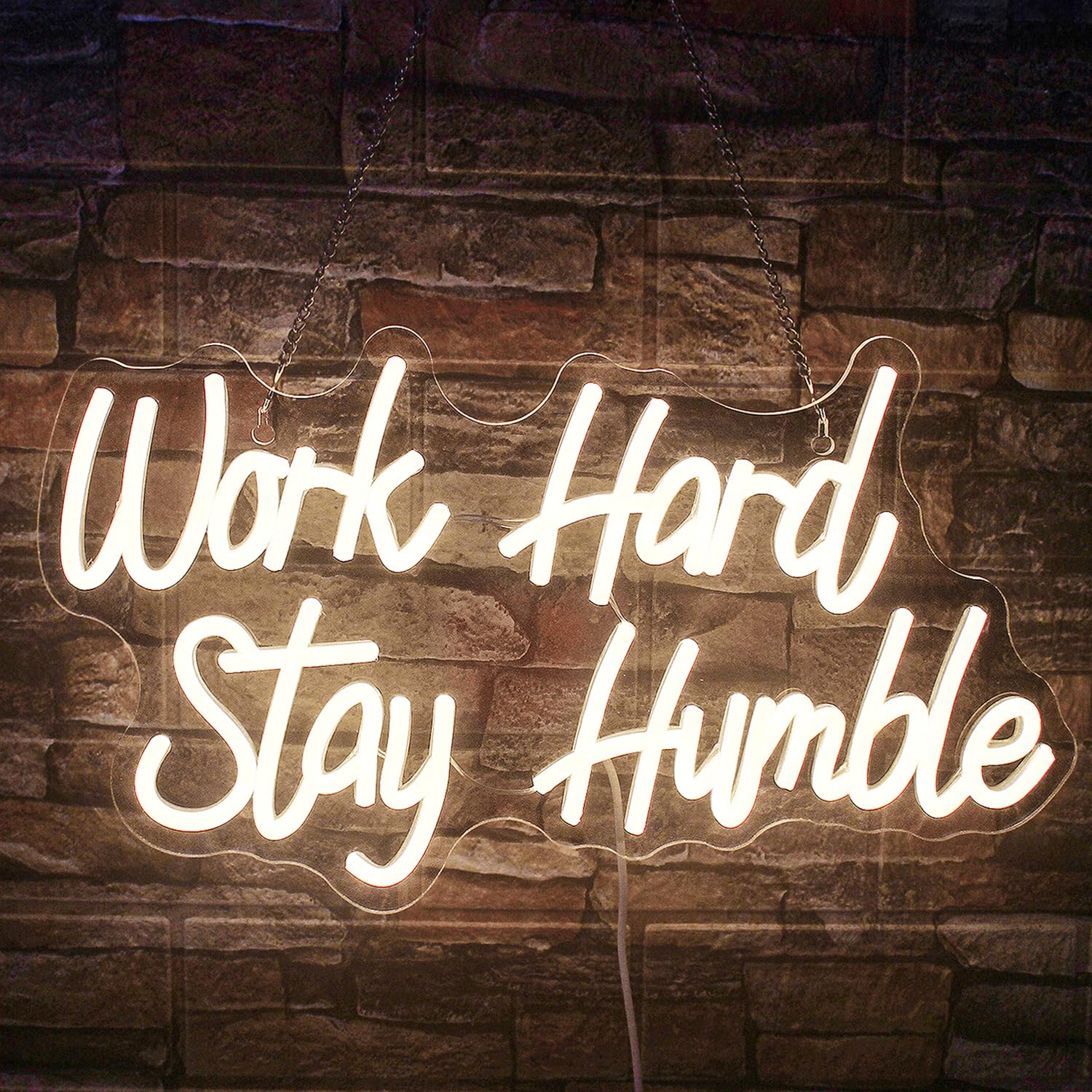 1500x1500 NOSUN Work Hard Stay Humble Neon Sign Warm White Neon Signs for Wall Decor Motivational Neon