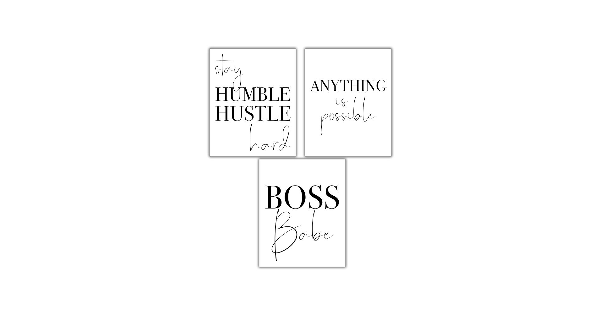 1910x1000 'Stay Humble, Hustle Hard' Positive Motivational Wall Art. Set of three 8x10 UNFRAMED Black and White Word Art Prints. Inspirational, Typographic Home, Gym, Office, Studio Decor : Handmade Products
