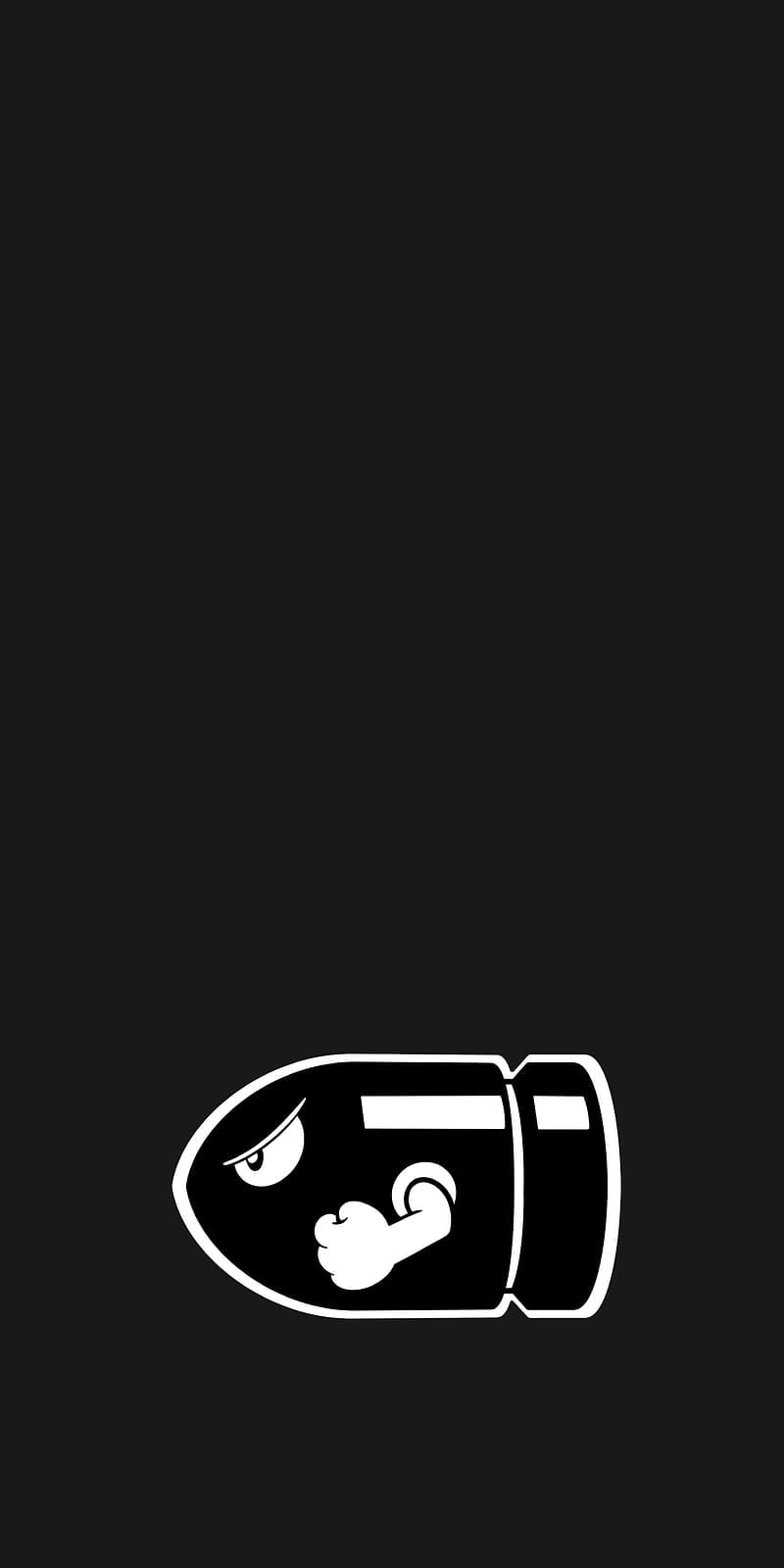 800x1600 Super Mario, black, cartoon, minimalism, missile, videogame, vintage, HD phone wallpaper