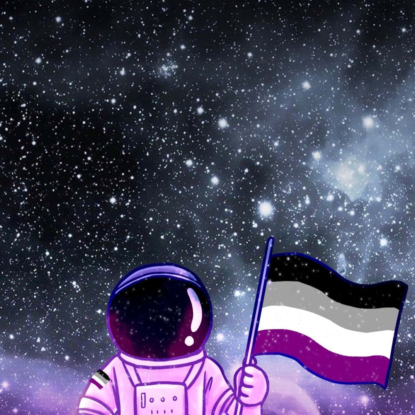 1440x1440 Download Astronaut Holding The Asexual Pride Flag Wallpaper