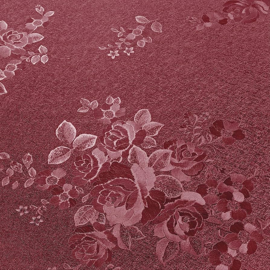 894x894 VEELIKE Dark Red Wallpaper Peel and Stick Textured Vintage Maroon Flower Wallpaper for Bedroom Bathroom 15.7''x118'' Self Adhesive Removable Waterproof Vinyl Red Contact Paper for Cabinets Drawers