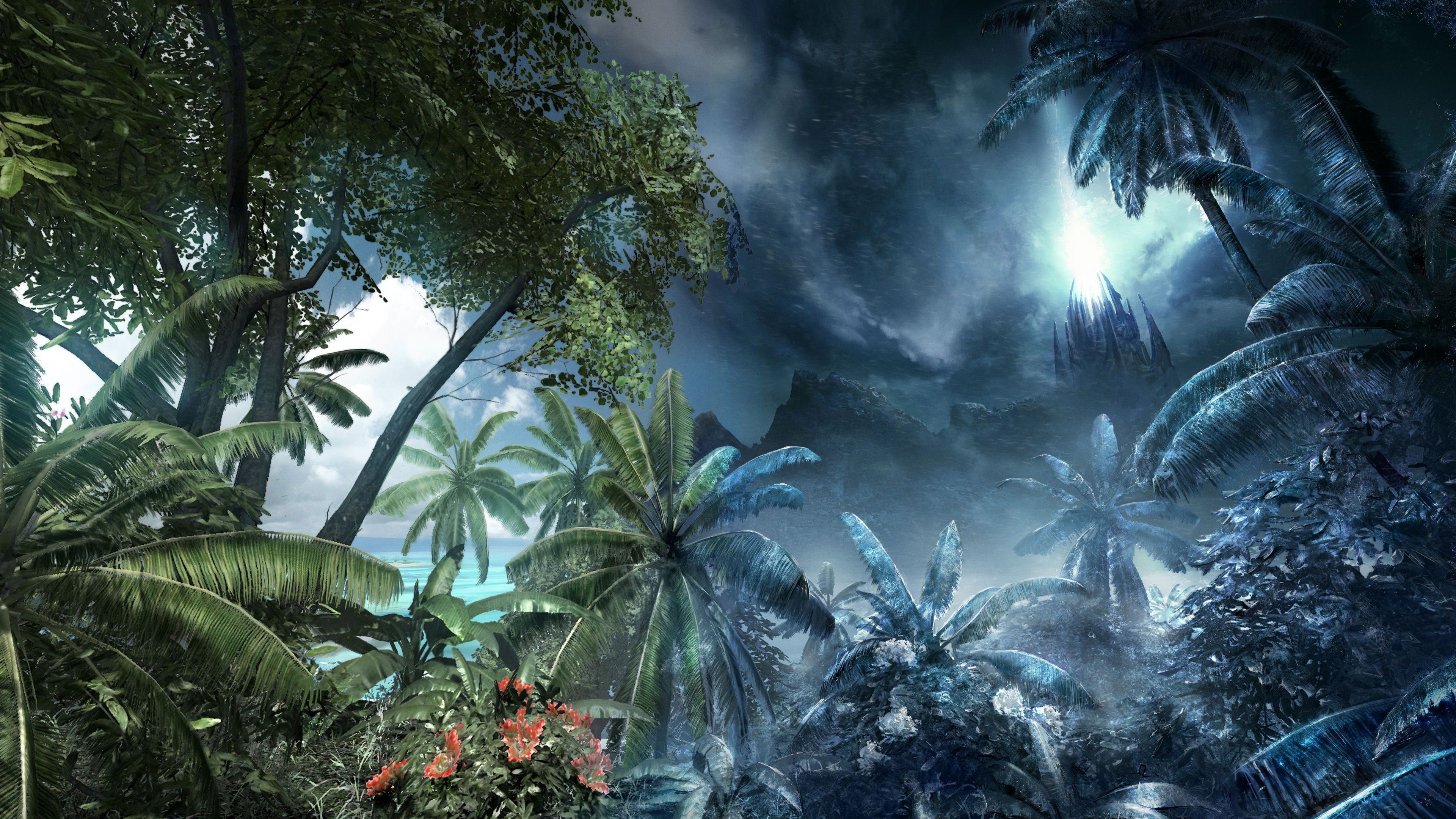 3840x2160 Jungle In Heavy Rainy Season During Nighttime 4K HD Jungle Wallpaper