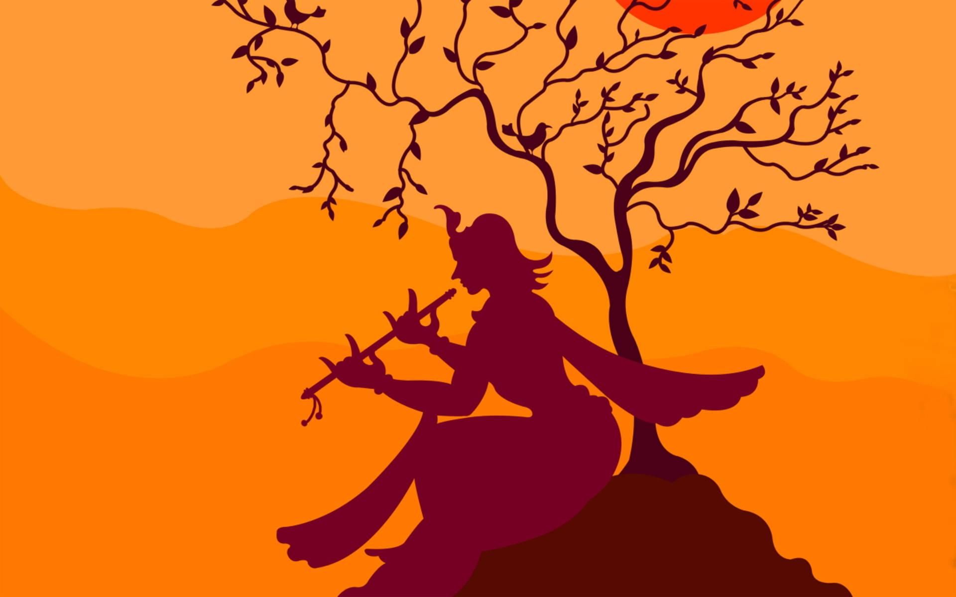 1920x1200 Minimalist Vector Art Krishna