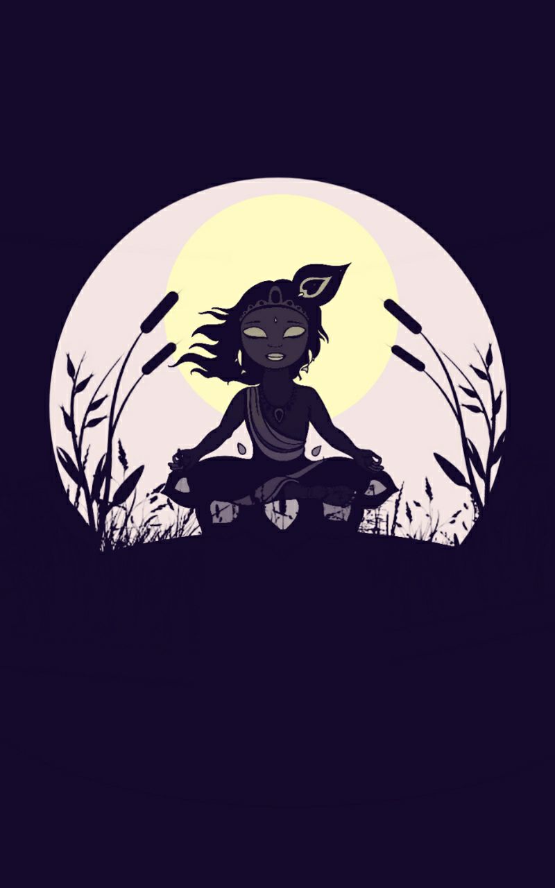 800x1280 Krishna Meditating Dark Minimal