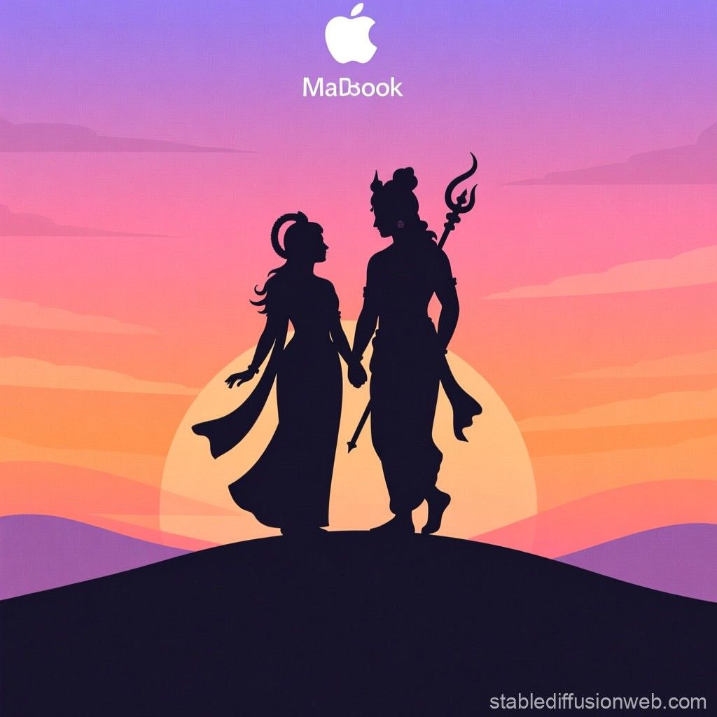 1024x1024 Minimalist MacBook Wallpaper with Radha and Krishna. Stable Diffusion 在线