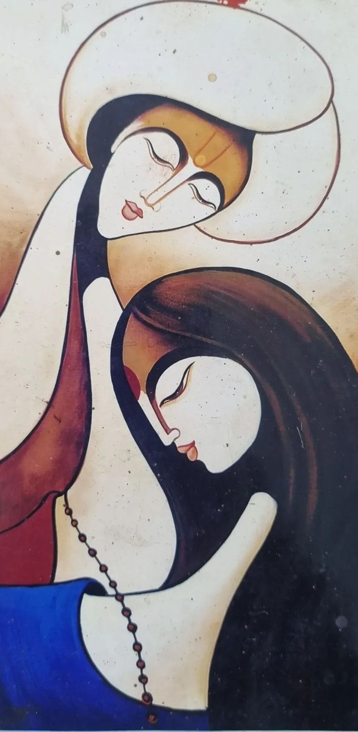 734x1500 Buy Radha Krishna Painting, Minimalist, Spiritual Painting Online