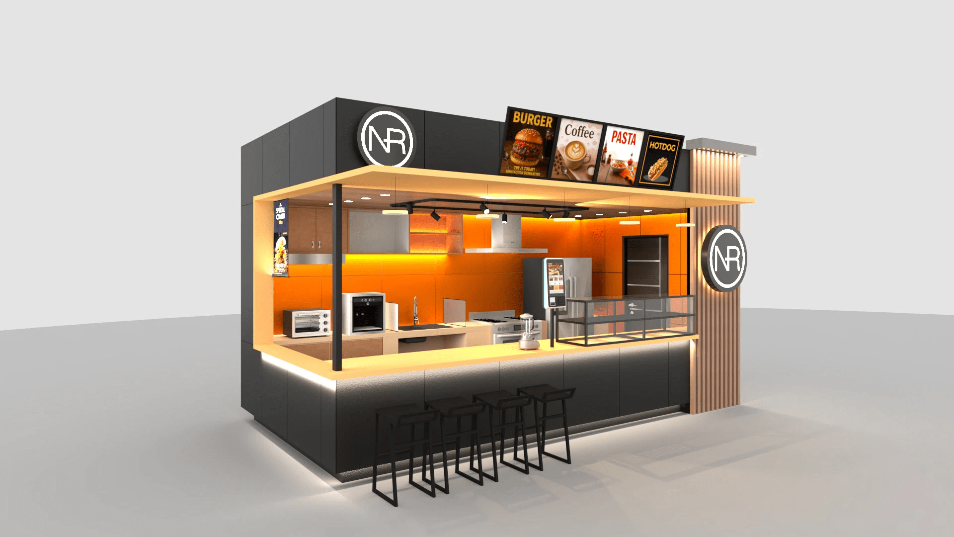 1920x1080 Outdoor Food Kiosk Retail Metal Outside Street Display New Food Stall Booth