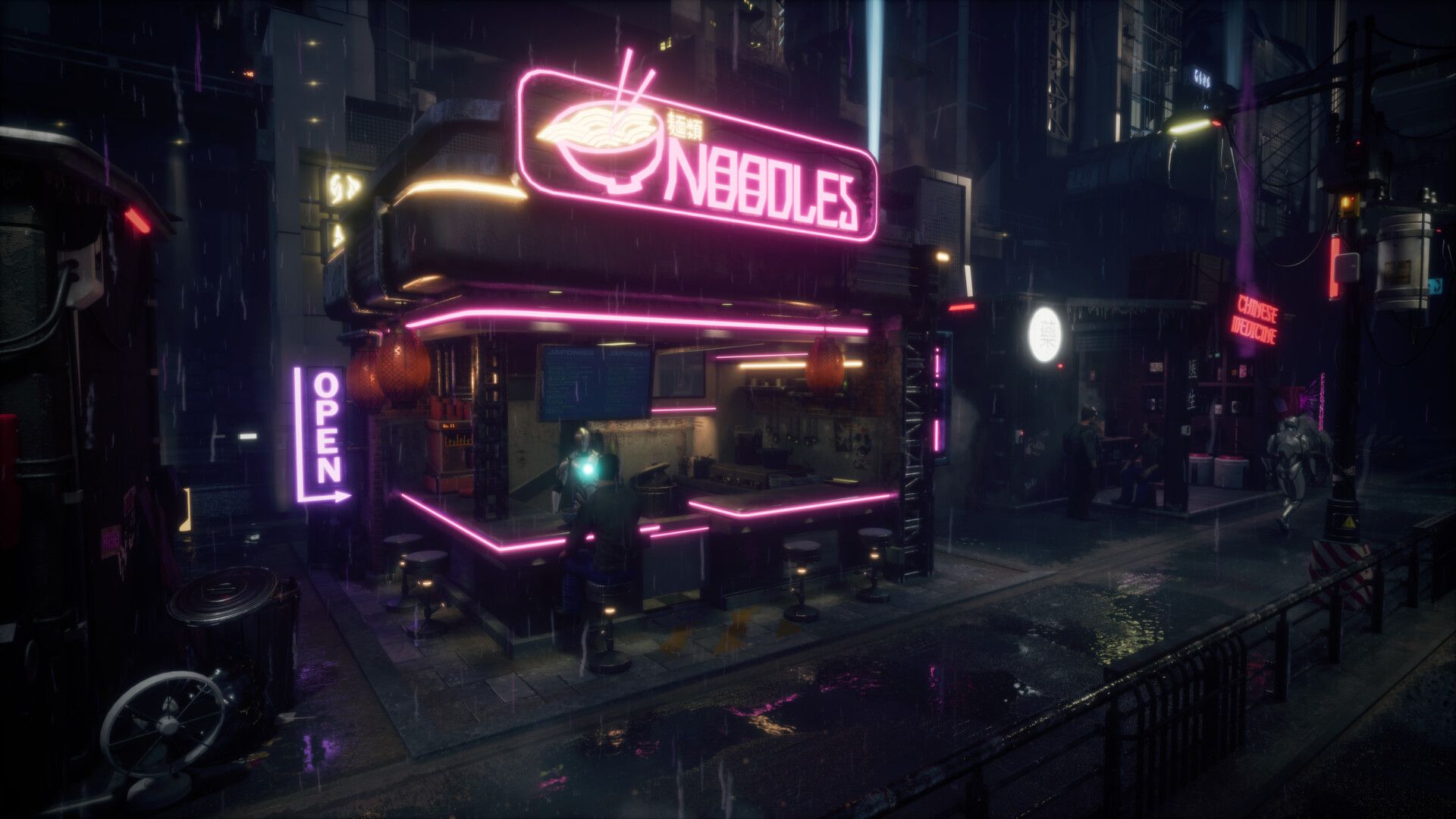 1920x1080 Cyberpunk Noodle Kiosk