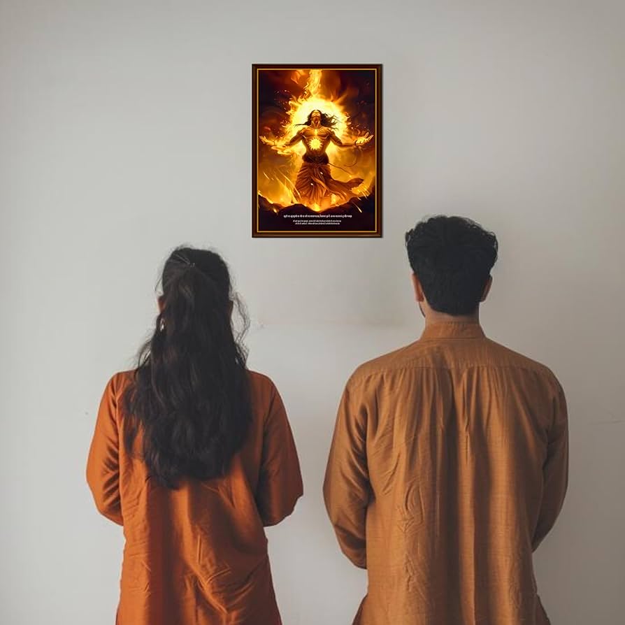 894x894 BHARATVARSH Suryaputra Karna Mahabharat Wall Frame For Room Decoration x 18 Inch Motivational Wallpaper (Golden, Glossy Finish) (Frame)