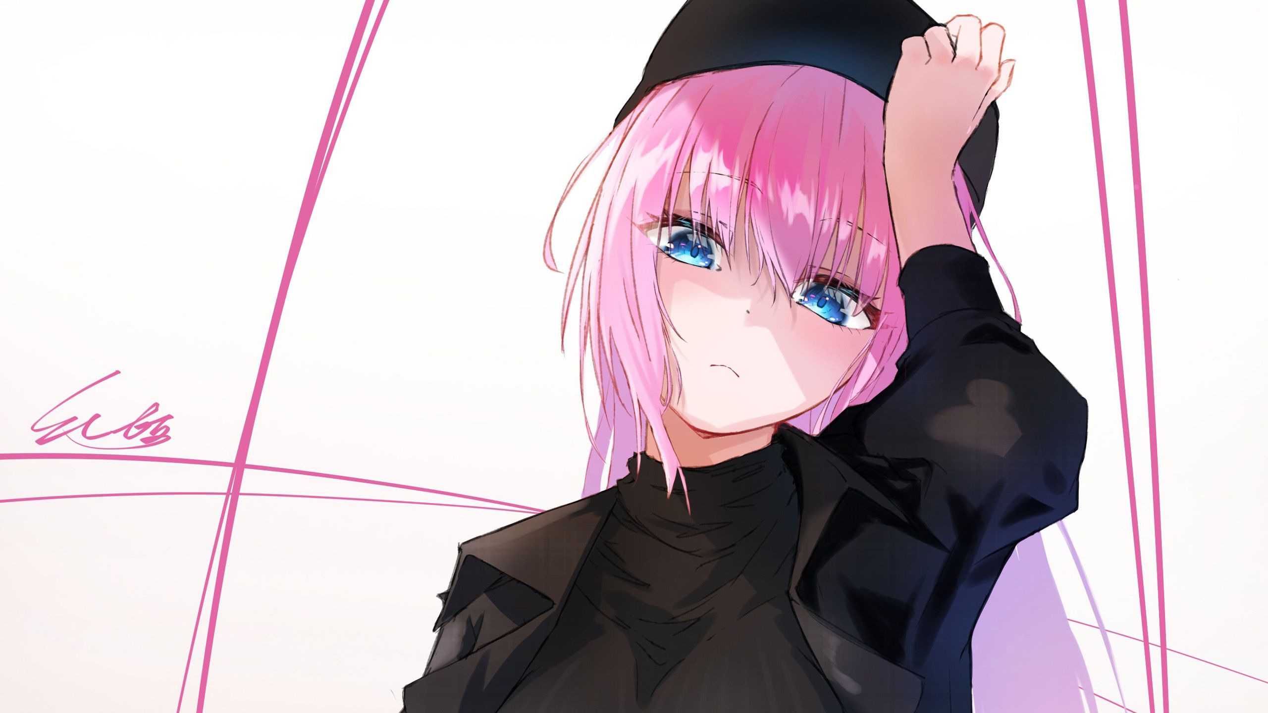 2560x1440 Blue Eyes Pink Hair Micchon Shikimori HD Shikimori's Not Just a Cutie Wallpaper