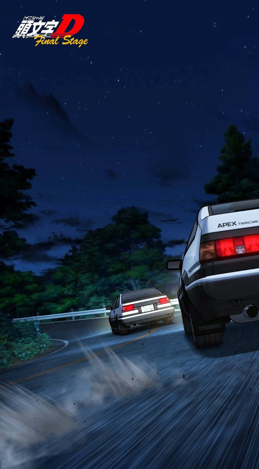 830x1500 Download Initial D Phone Car Chase At Night Wallpaper
