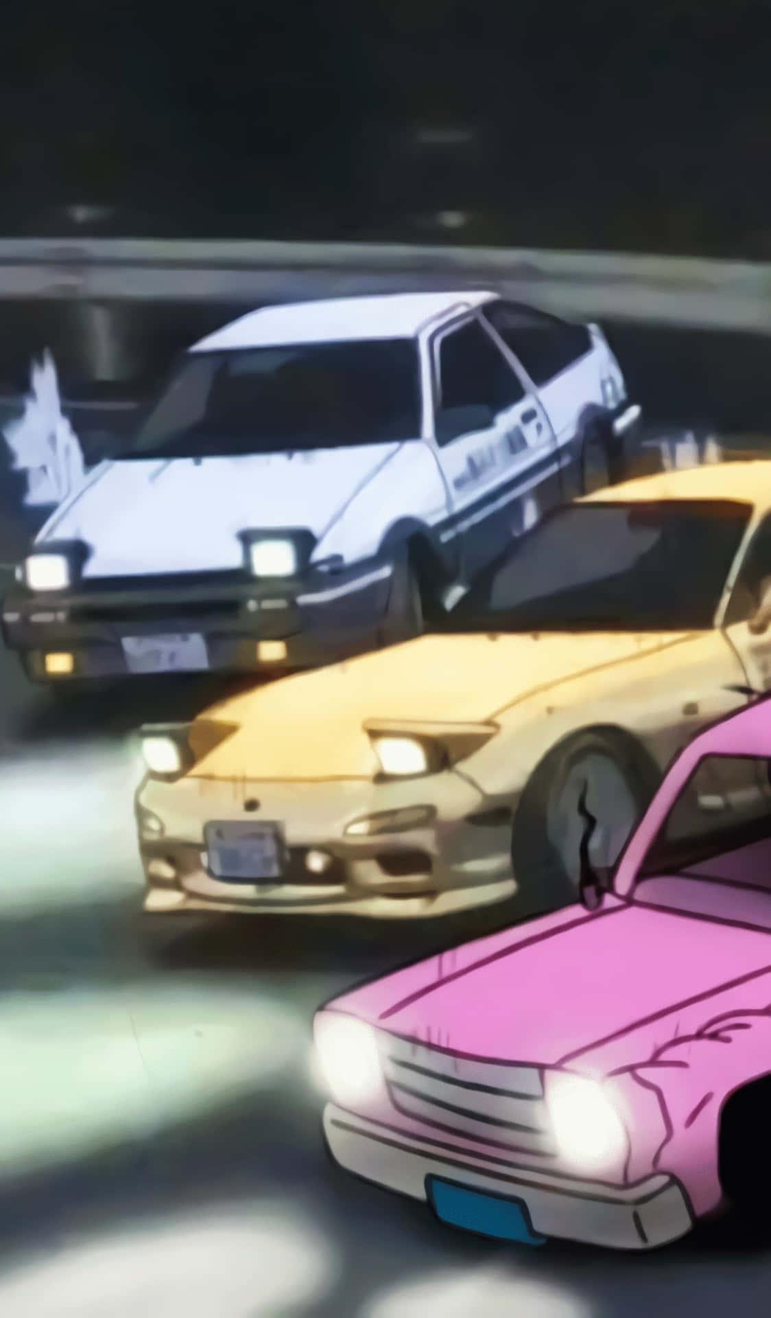 1124x1920 Download Initial D Phone Three Different Colored Wallpaper