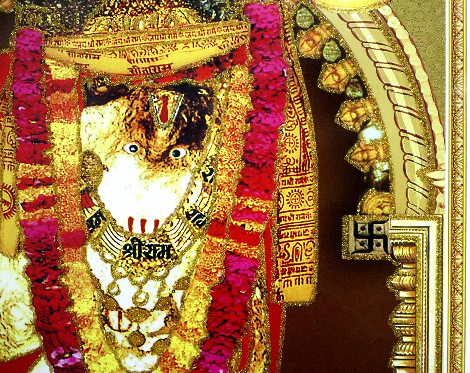 1500x1192 Shri balaji maharaj mehandipur poster. Thick Paper UV Film Golden Glitter Print. Wall Poster for Drawing Room, Temple and Office Room Paper Print posters in India art