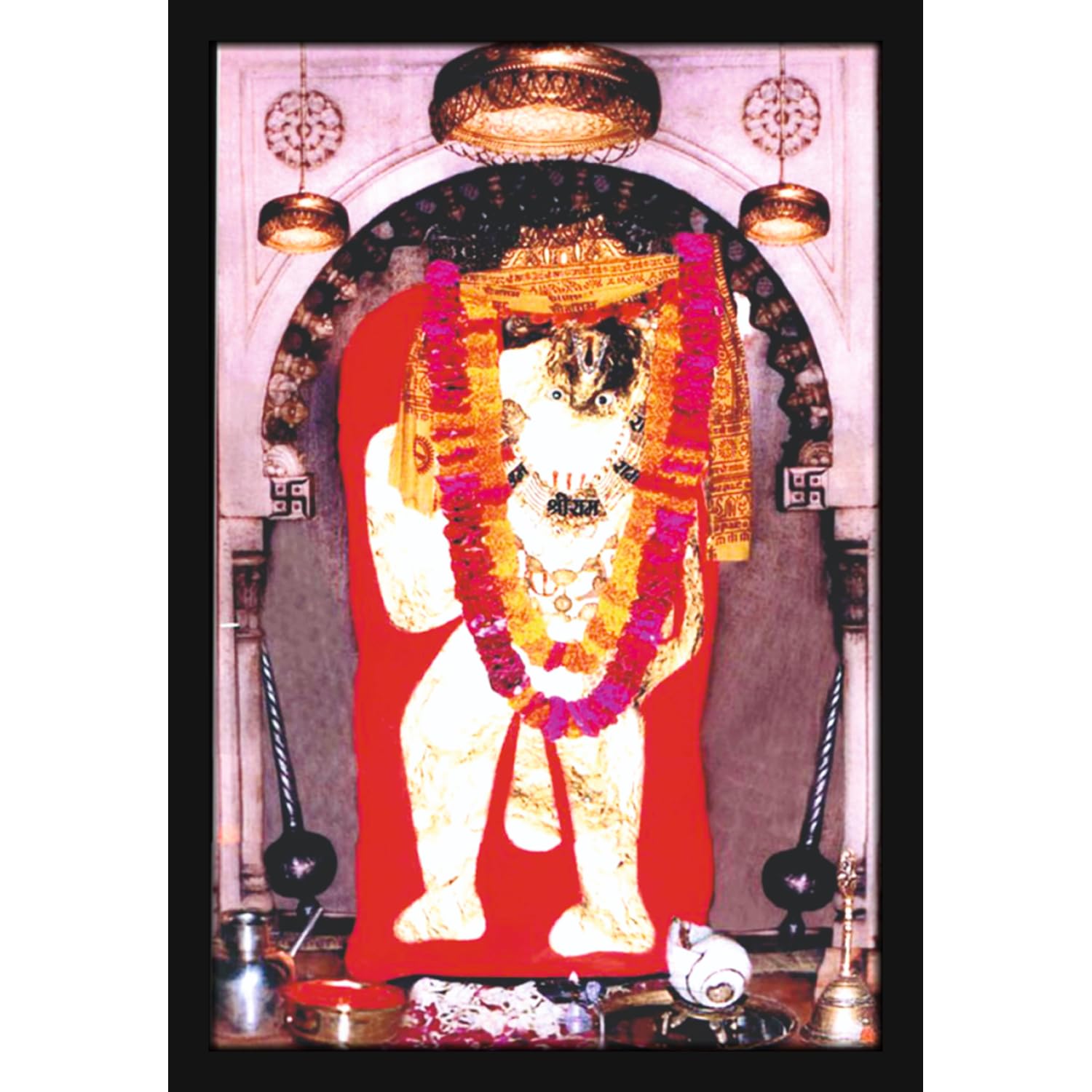1500x1500 Mad Masters Mehndipur Balaji Temple Lord Hanuman Mandir Painting Photo Frame for Living Room, Bedroom, Home Decor and Wall Decoration MM 30.5L