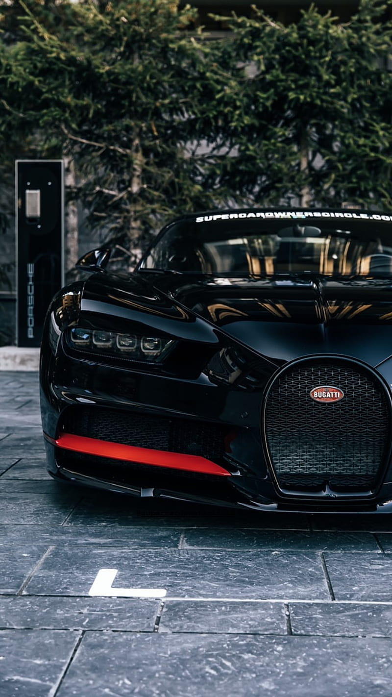 800x1422 Bugatti Chiron, black, car, monster, red, speed, super, supercar, HD phone wallpaper