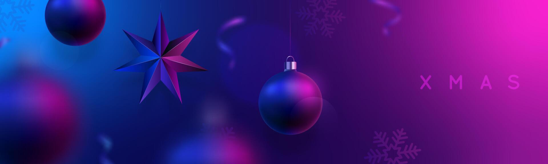 1920x576 Xmas adversting banner. Hanging Christmas balls