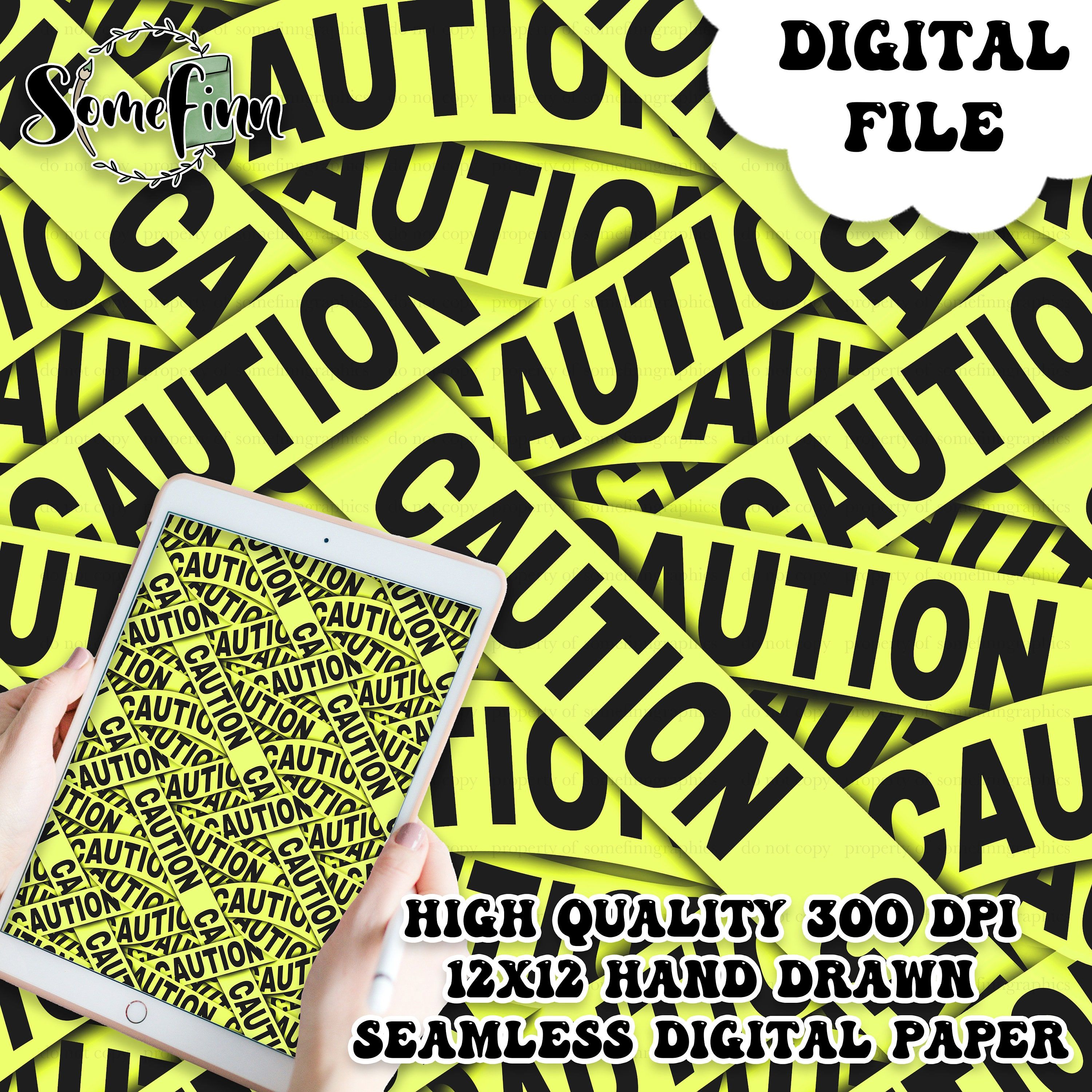 3000x3000 CAUTION Tape Neon Yellow Black Stripes Digital Paper Stripe Pattern, Warning Construction Fabric, Printable Scrapbook Download