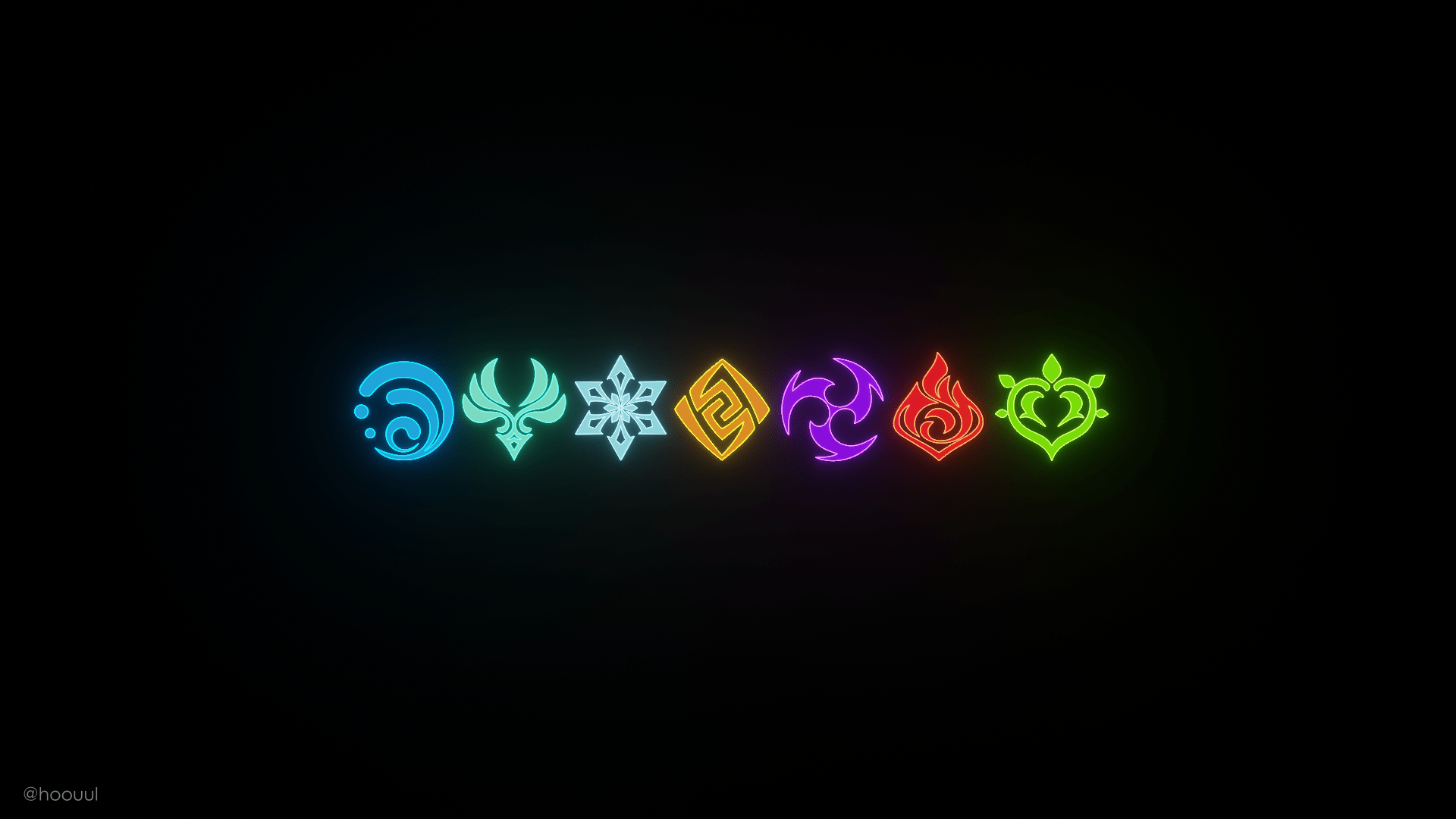 1920x1080 Elements in black(wallpaper) Genshin Impact