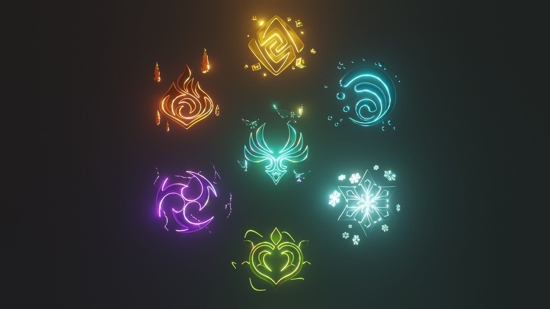 1920x1080 Genshin Elements Wallpaper