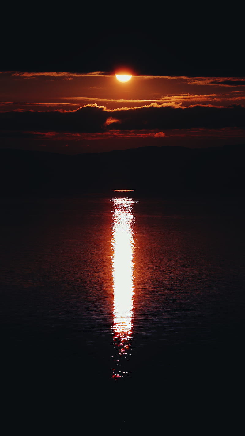 800x1420 Setting Sun 6K, The, beauty, clouds, dark, glow, nature, orange, graphy, red, HD phone wallpaper