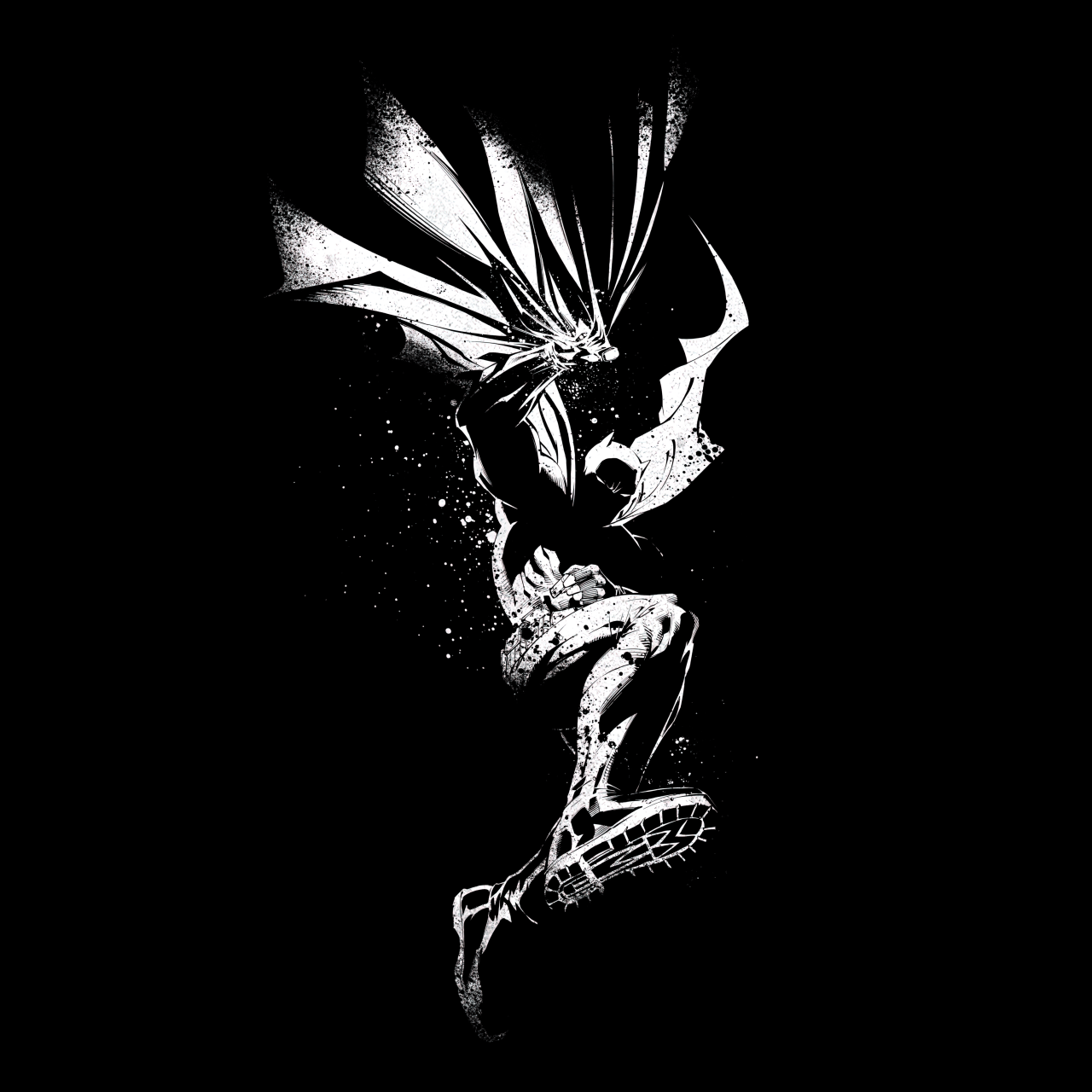 1280x1280 Batman Wallpaper 4K, Dark Knight, Artwork, Monochrome