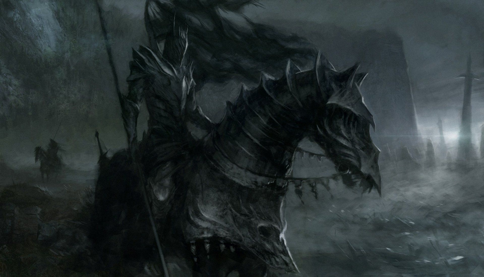 1920x1100 Dark Knight on Horseback HD Wallpaper