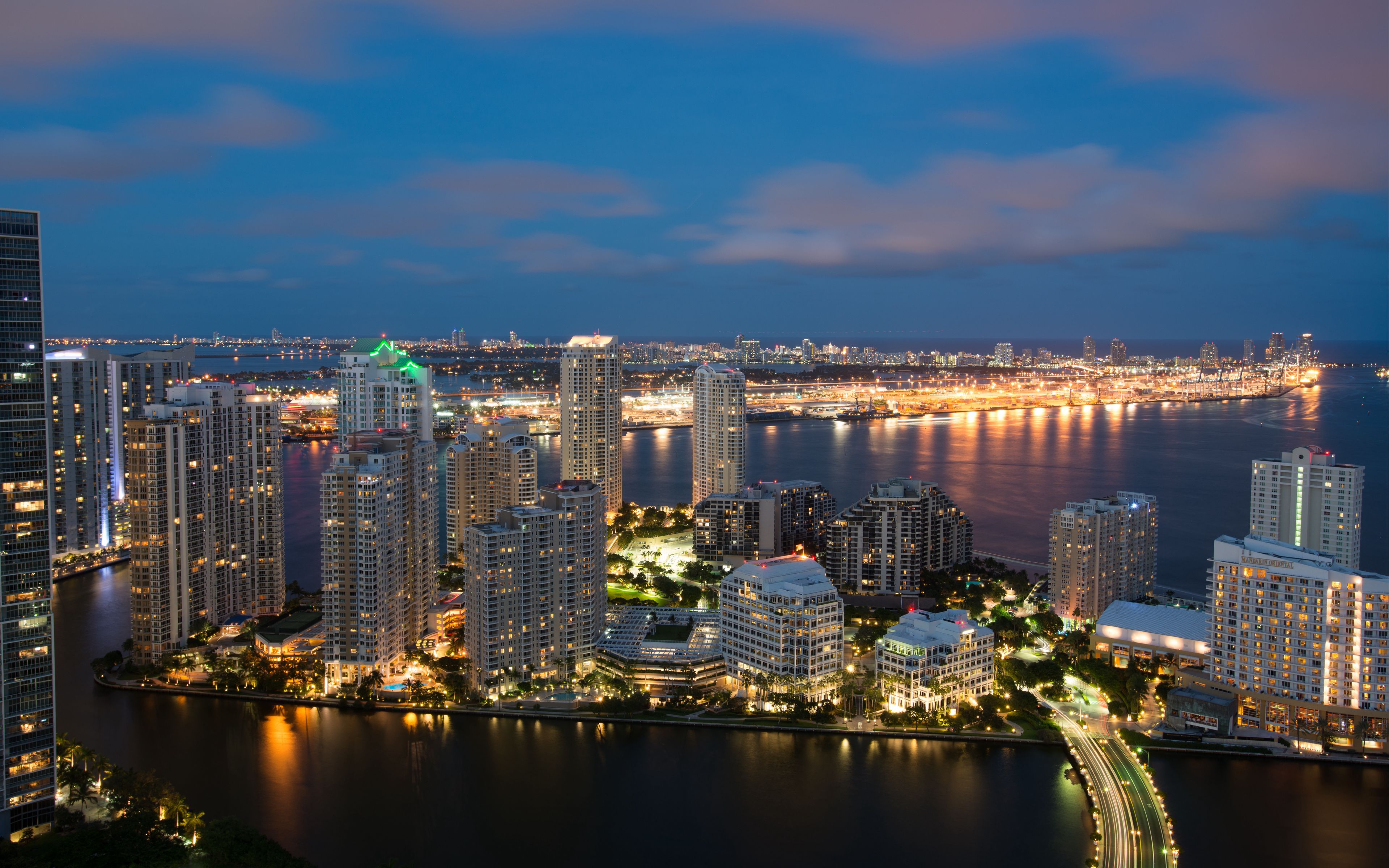 3840x2400 Download wallpaper 3840x2400 skyscrapers, night city, city lights, architecture, miami 4k ultra HD 16:10 HD background
