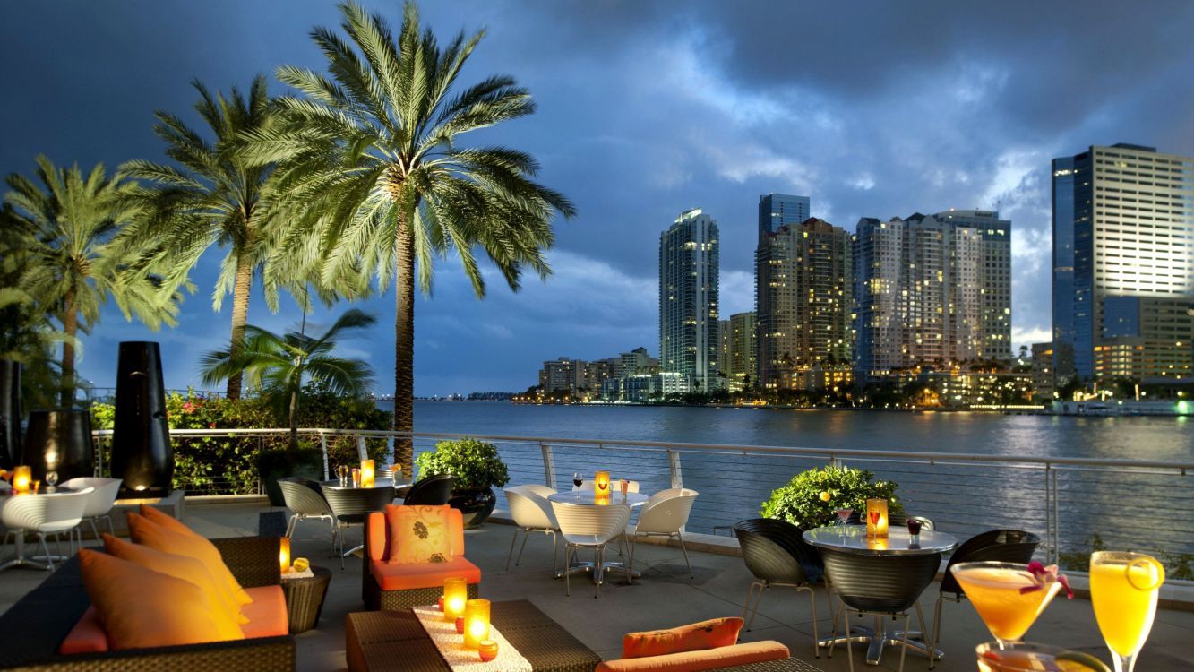 1333x750 Wallpaper Miami, South Beach, Water, Cloud, Building, Background Free Image