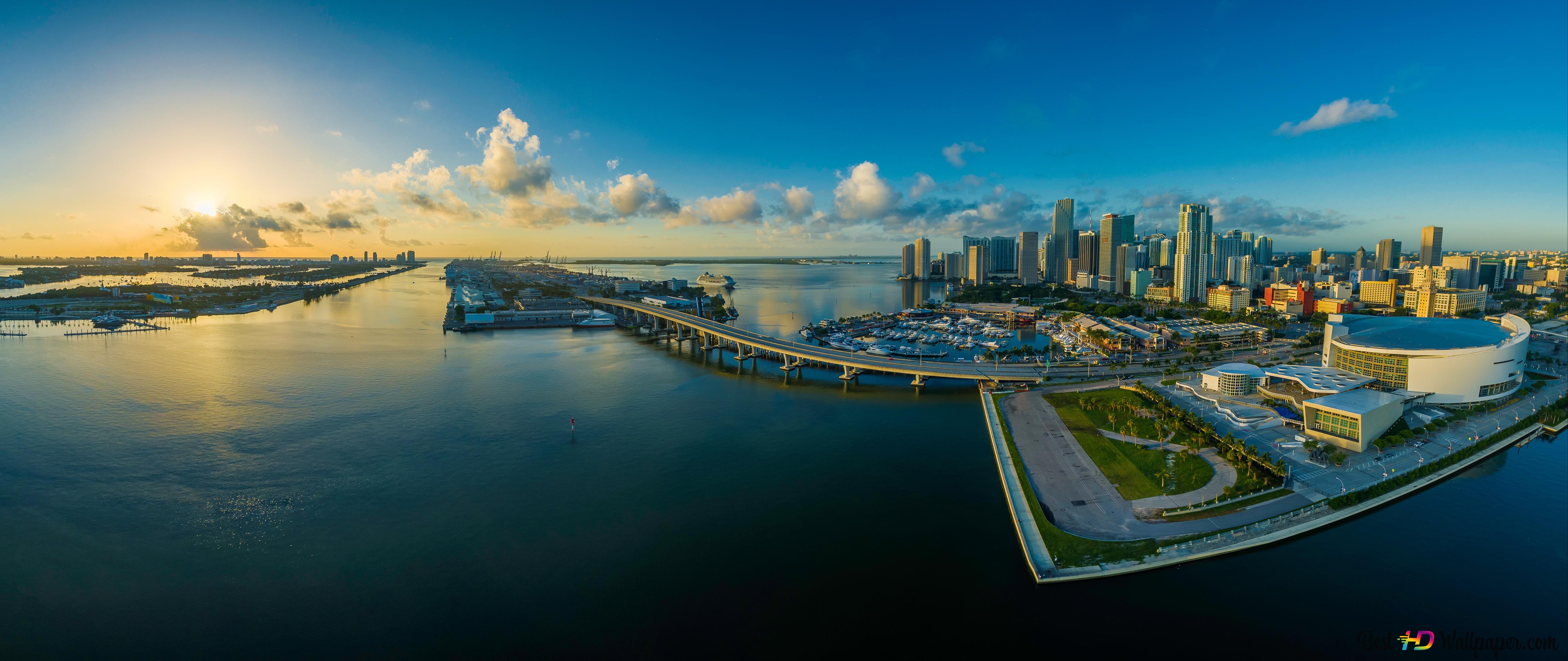5120x2160 miami panoramic view 8K wallpaper download