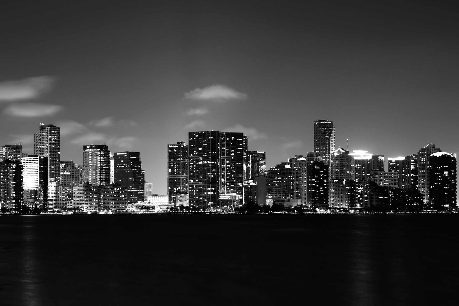 1920x1280 Miami black and white skyline 1920x1080 wallpaper