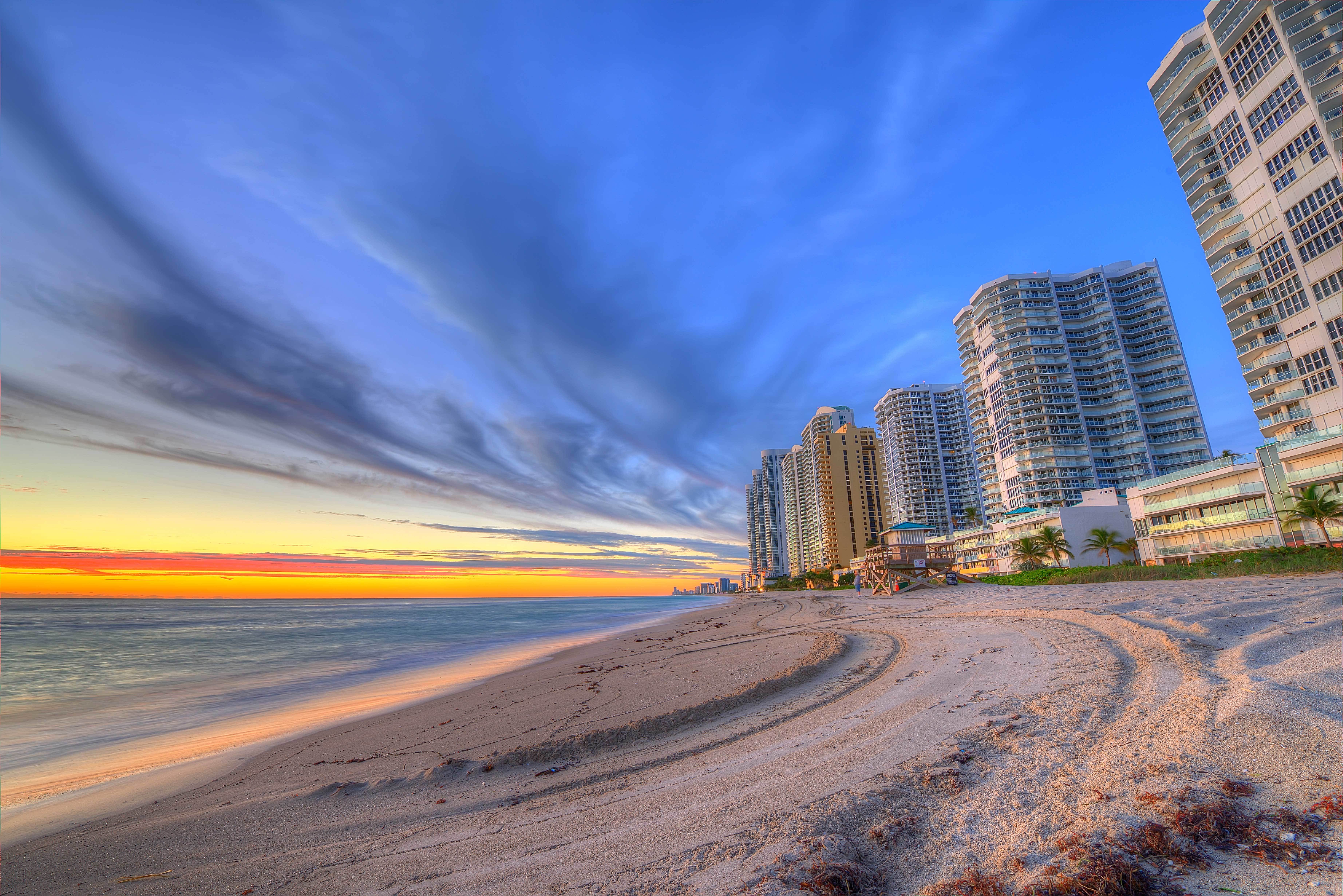 7378x4924 Wallpaper beach, sunset, the ocean, home, Miami, the evening, FL, Miami for mobile and desktop, section город, resolution 7378x4924