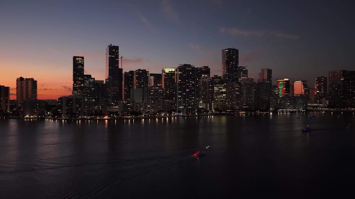 1244x700 Aerial View of Brickell Bay at Miami in Florida United States. Stunning Landscape
