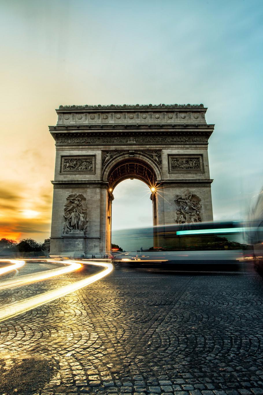 910x1365 Mobile HD Wallpaper. ARC DE TRIOMPHE SUNSET HD Background