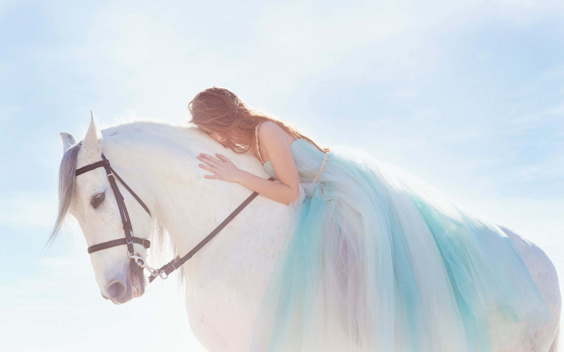 1920x1200 Download Woman Hugging A Beautiful Horse Picture