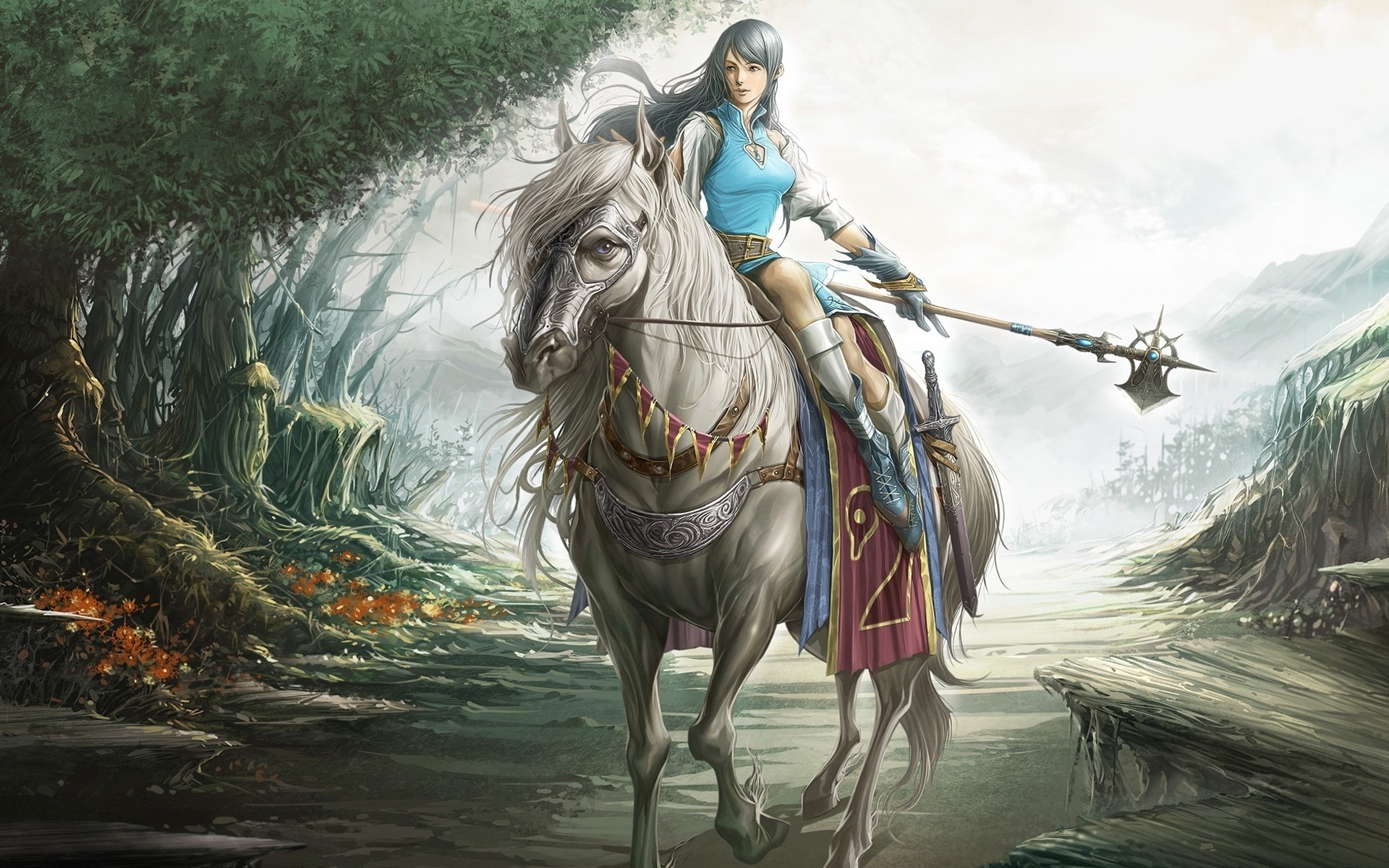 1920x1200 girl, warrior, horse Wallpaper, HD Fantasy 4K Wallpaper, Image and Background