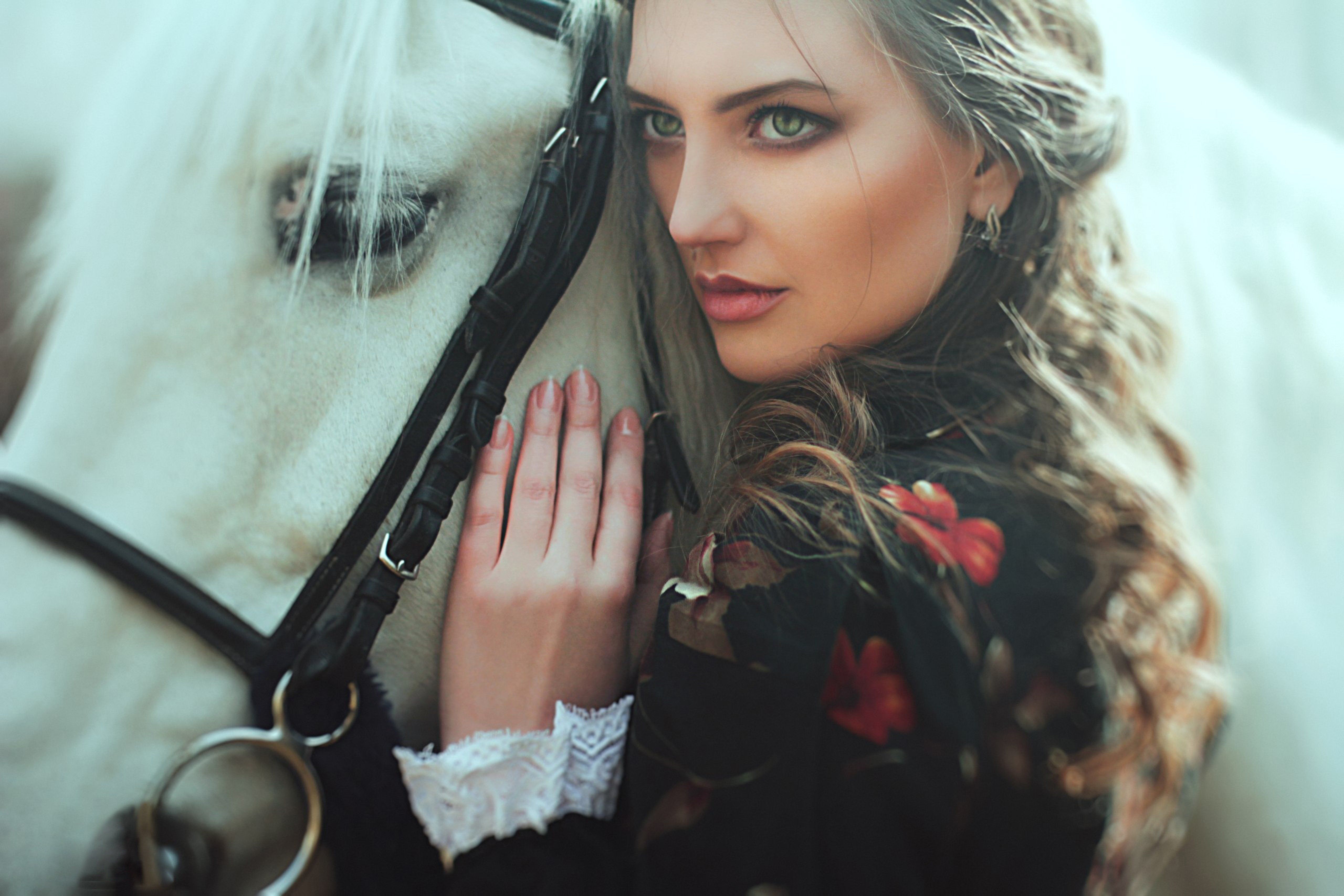 5120x3414 pretty, Model, Lady, Beauty, Beautiful, Horse Wallpaper HD / Desktop and Mobile Background