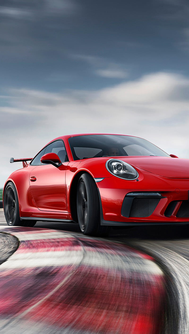 800x1415 Porsche 911 gt auto, car, chicane, red, sky, sport, vehicle, HD phone wallpaper